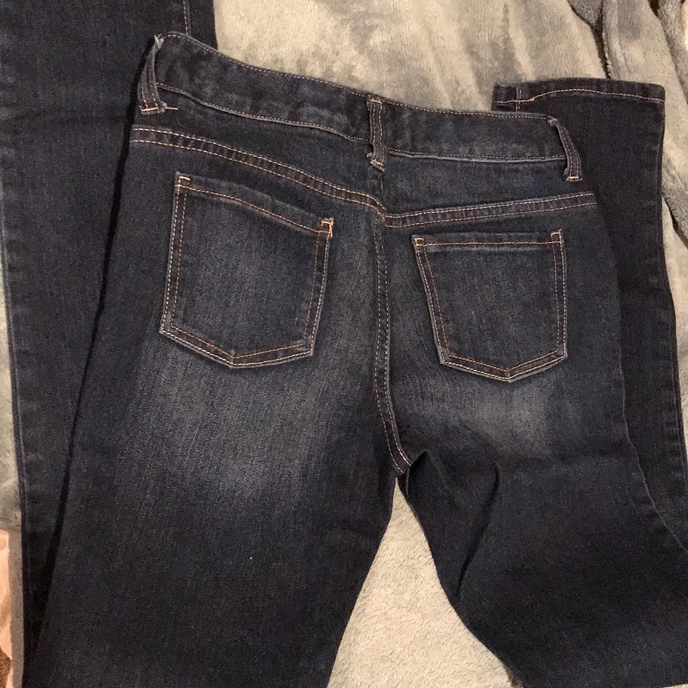 Old Navy stretch skinny jeans leggings size 12 adjustable inner waist dark EUC
